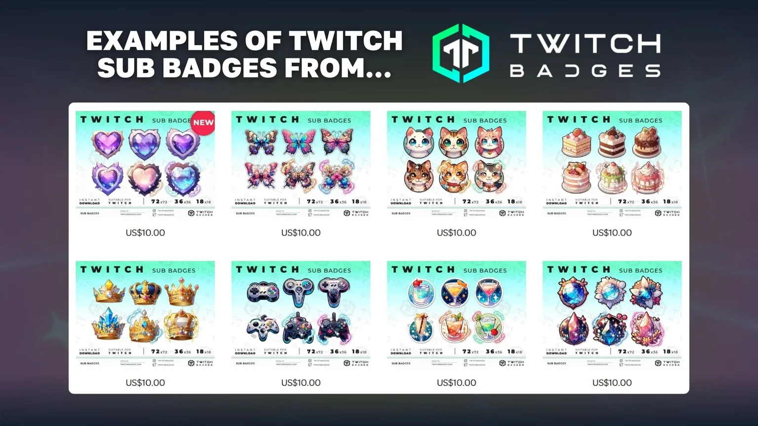 Graph 4: Examples of Twitch Sub Badges from Twitch Badges - Hatchet
